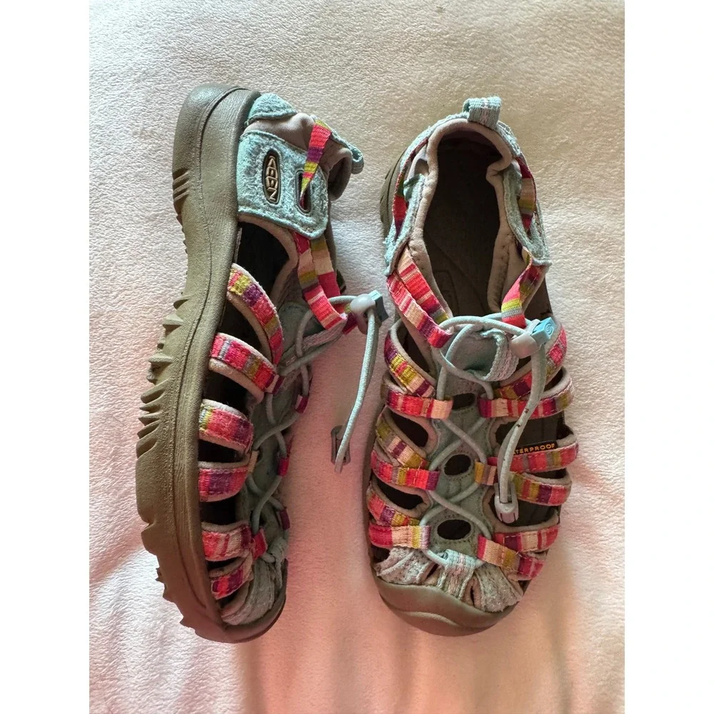 Keen Kids Whisper Waterproof Sport Sandals Blue Multi Color Stripe Size 3 US